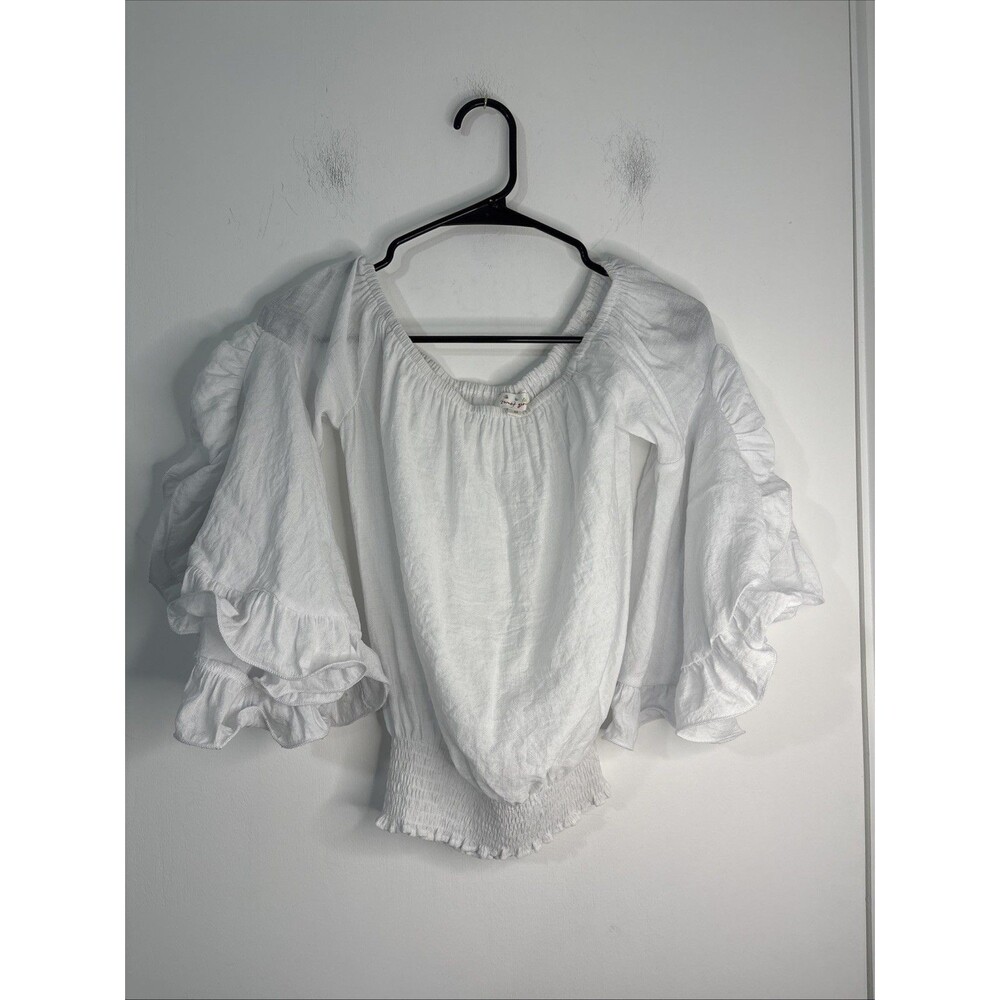 Huge‎ Bell Flutter Sleeve Rouched Crop Top Small New
